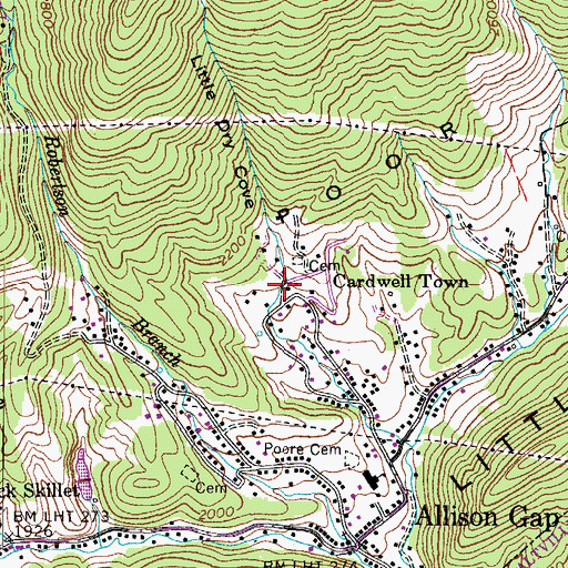 Topographic Map of Little Dry Cove, VA