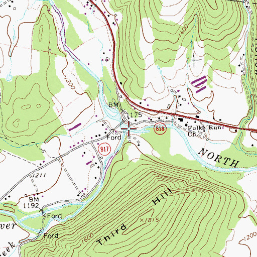 Topographic Map of Little Dry River, VA
