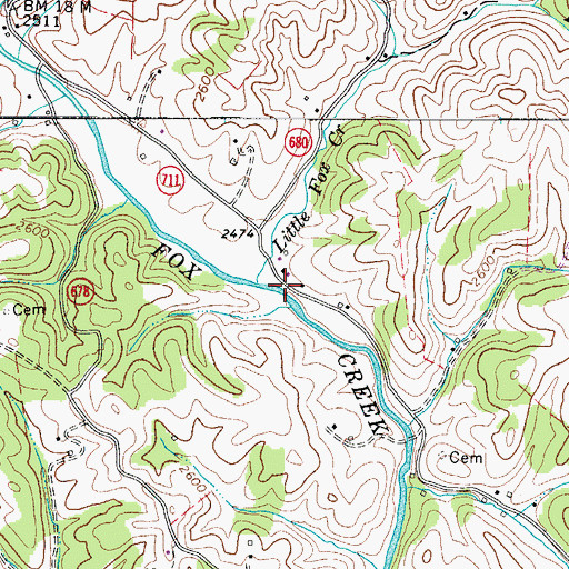 Topographic Map of Little Fox Creek, VA