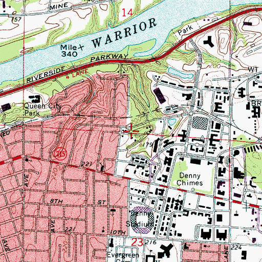 Topographic Map of Riverside Circle, AL
