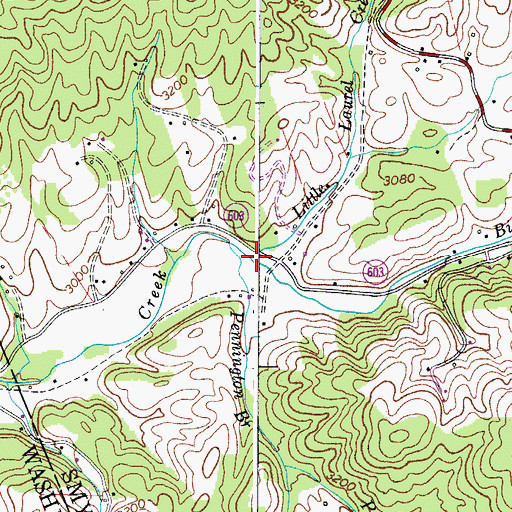 Topographic Map of Little Laurel Creek, VA