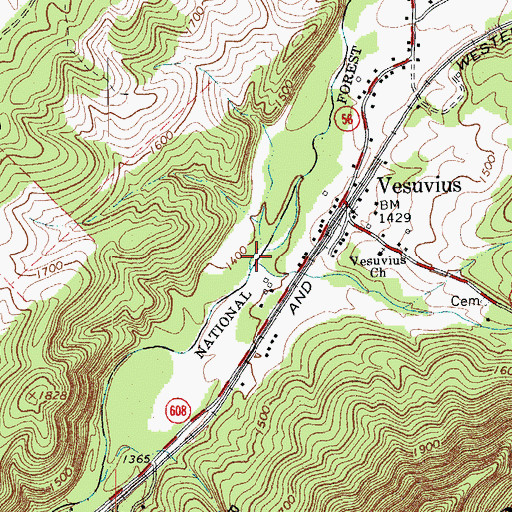 Topographic Map of Little Marys Creek, VA