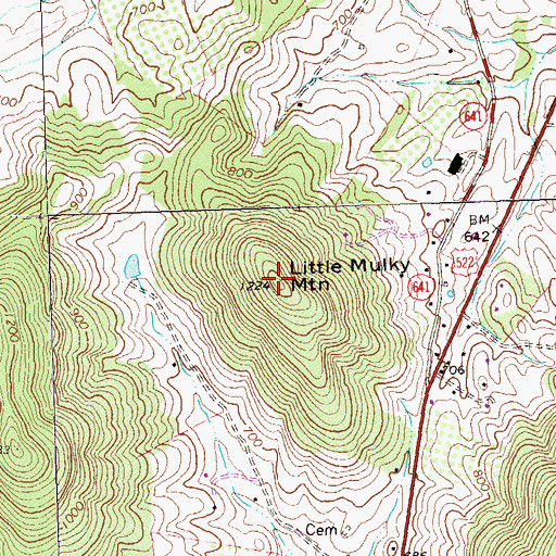 Topographic Map of Little Mulky Mountain, VA