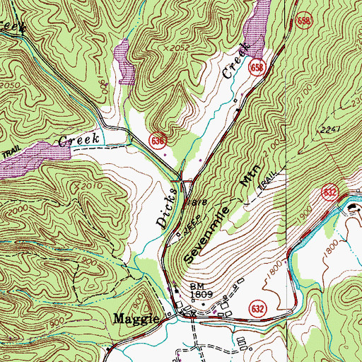Topographic Map of Little Oregon Creek, VA