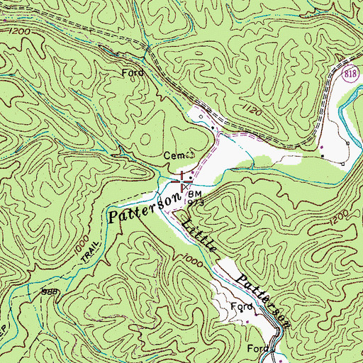 Topographic Map of Little Patterson Creek, VA