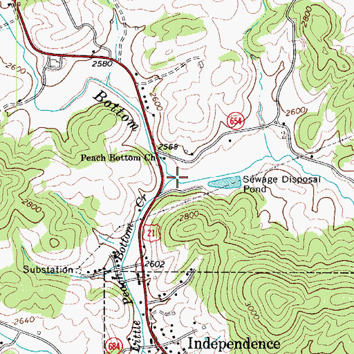 Topographic Map of Little Peach Bottom Creek, VA