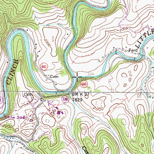 Topographic Map of Little River, VA