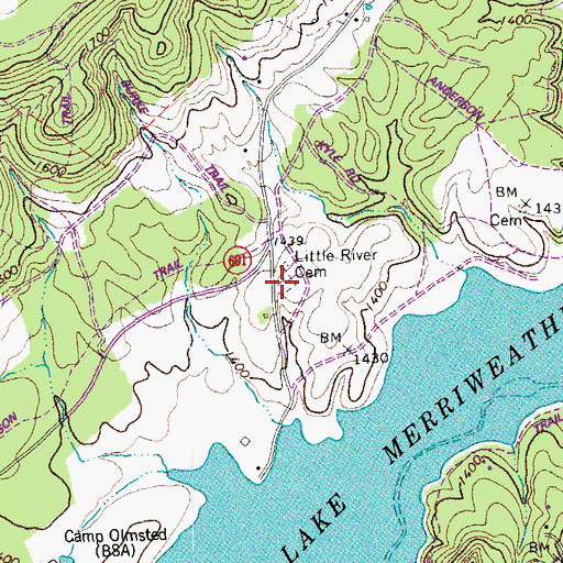 Topographic Map of Little River Cemetery, VA
