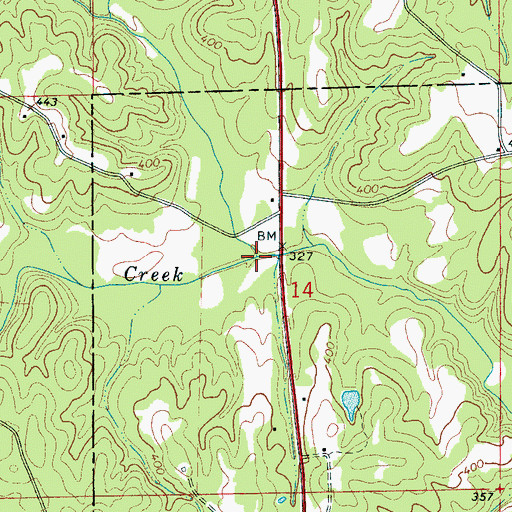 Topographic Map of Rock Creek, AL
