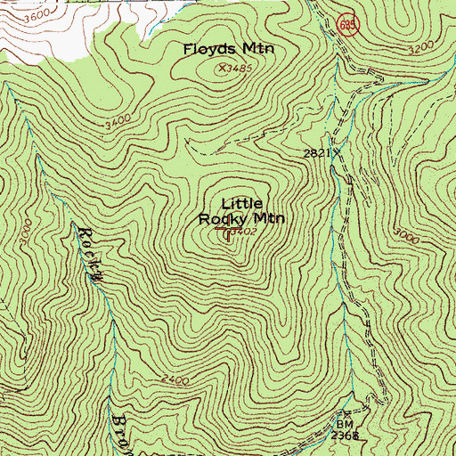 Topographic Map of Little Rocky Mountain, VA
