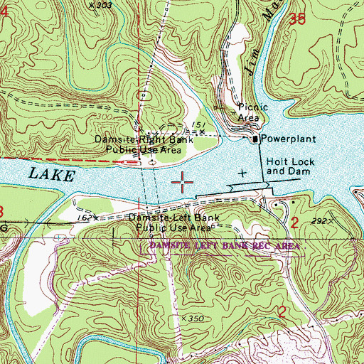 Topographic Map of Rock Island (historical), AL