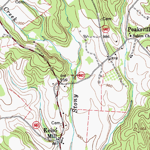Topographic Map of Little Stony Creek, VA