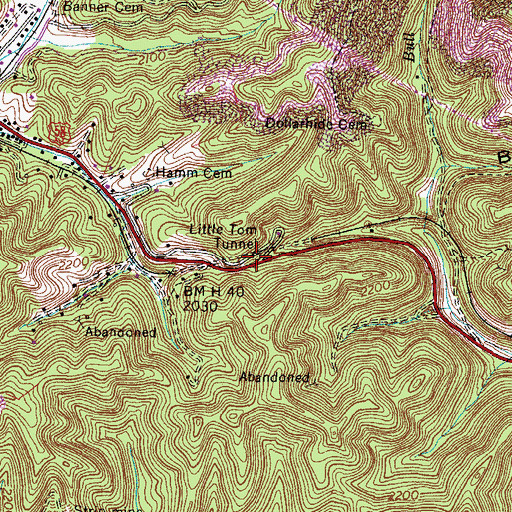 Topographic Map of Little Tom Tunnel, VA