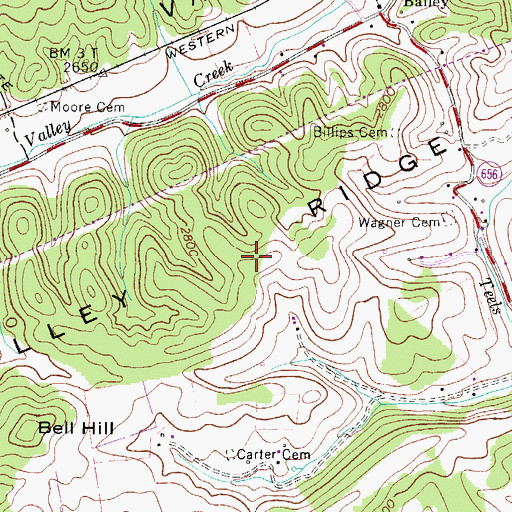 Topographic Map of Little Valley Ridge, VA
