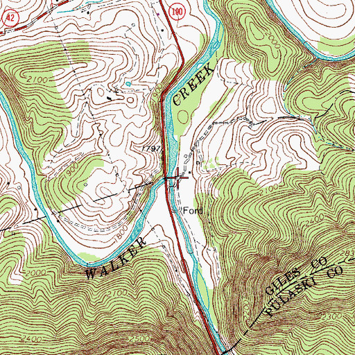 Topographic Map of Little Walker Creek, VA