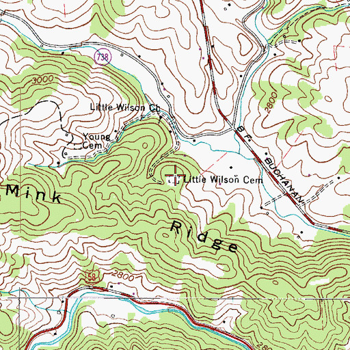 Topographic Map of Little Wilson Cemetery, VA