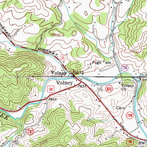 Topographic Map of Little Wilson Creek, VA