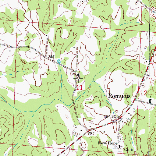 Topographic Map of Romulus Cemetery, AL