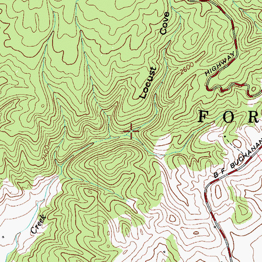 Topographic Map of Locust Cove, VA