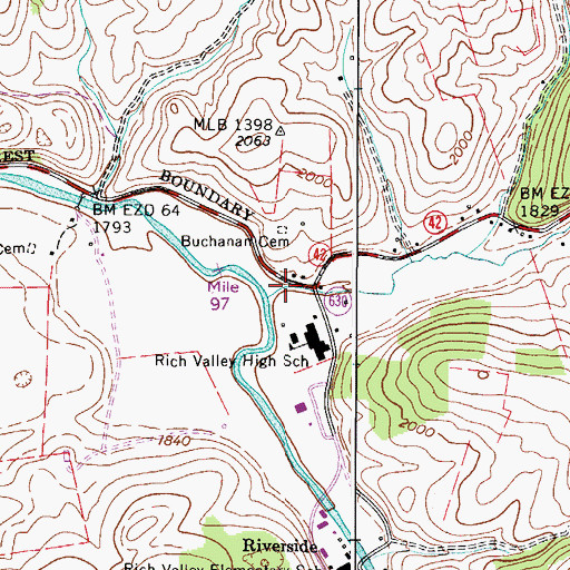 Topographic Map of Locust Cove Creek, VA