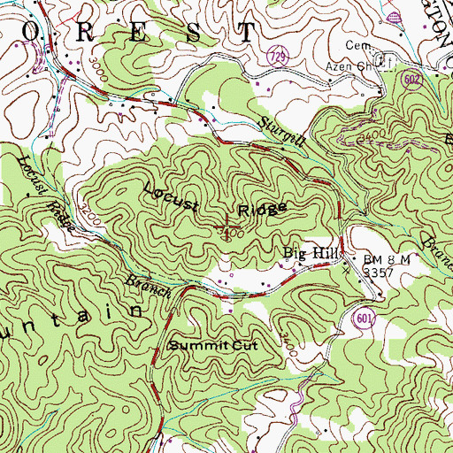 Topographic Map of Locust Ridge, VA