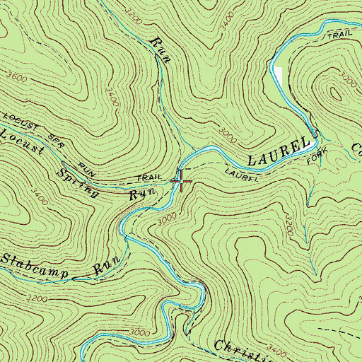 Topographic Map of Locust Spring Run, VA
