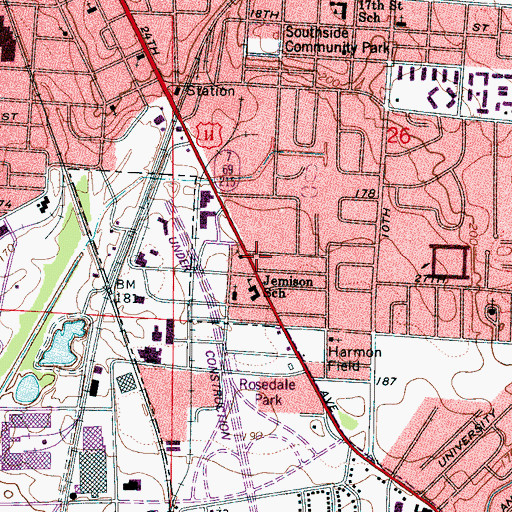 Topographic Map of Rosedale, AL