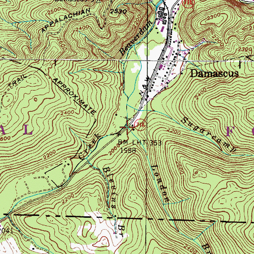 Topographic Map of London Bridge Branch, VA