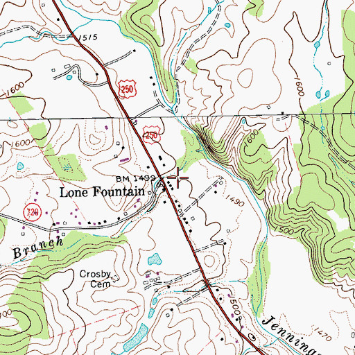 Topographic Map of Lone Fountain, VA