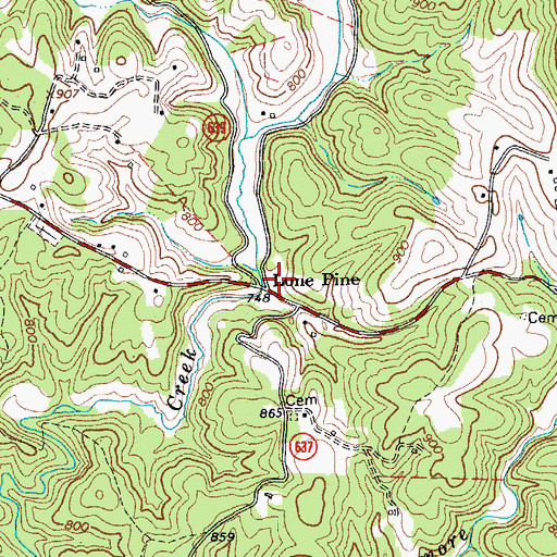 Topographic Map of Lone Pine, VA