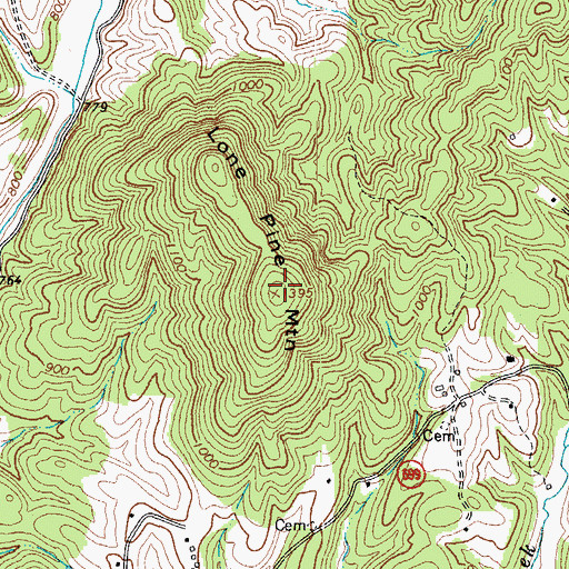 Topographic Map of Lone Pine Mountain, VA