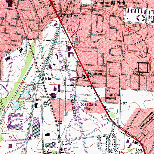 Topographic Map of Rosedale Baptist Church, AL