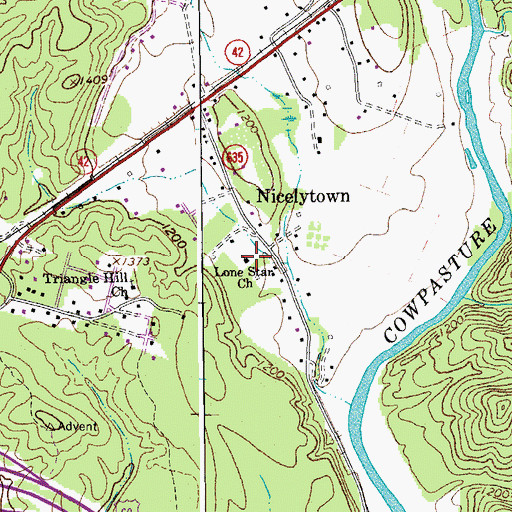 Topographic Map of Lone Star Church, VA