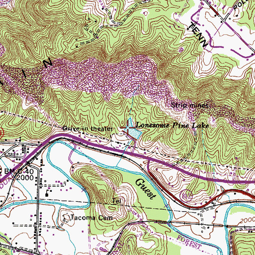 Topographic Map of Lonesome Pine Lake, VA