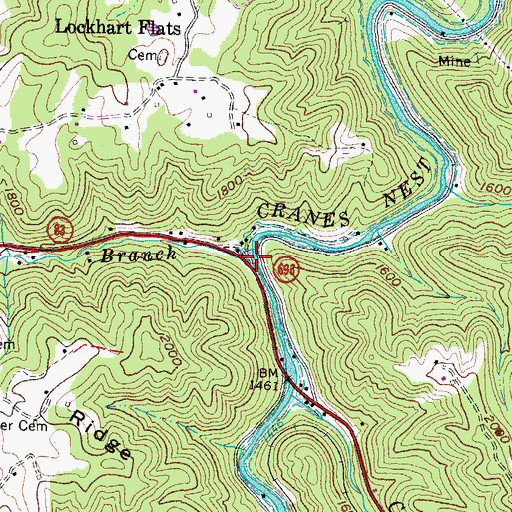 Topographic Map of Long Branch, VA