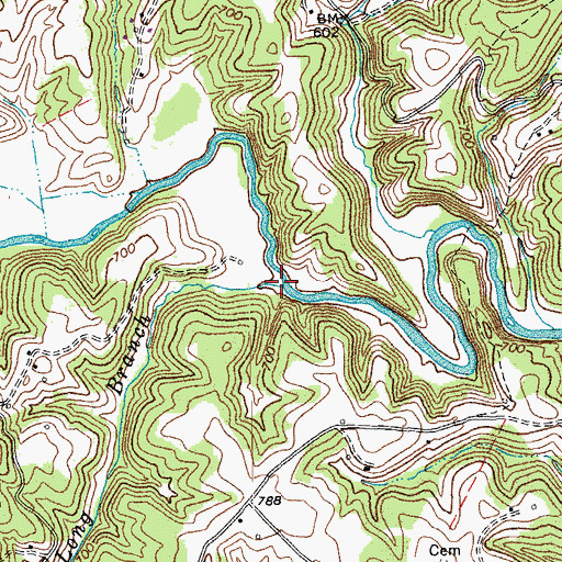 Topographic Map of Long Branch, VA