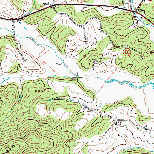 Topographic Map of Long Branch, VA