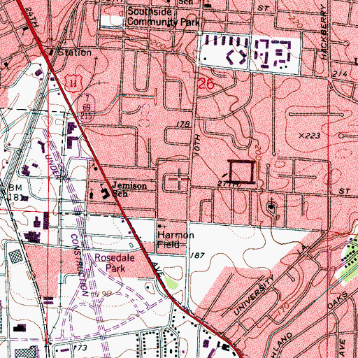 Topographic Map of Rosedale Courts, AL