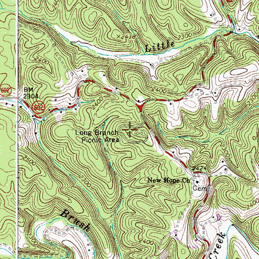 Topographic Map of Long Branch Picnic Area, VA