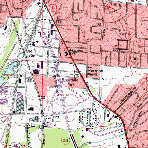 Topographic Map of Rosedale Park, AL