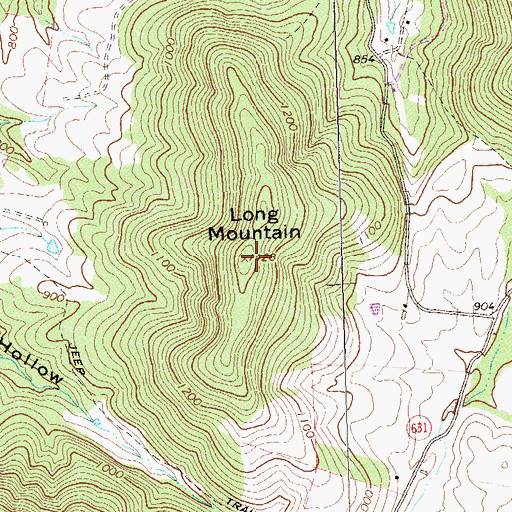 Topographic Map of Long Mountain, VA