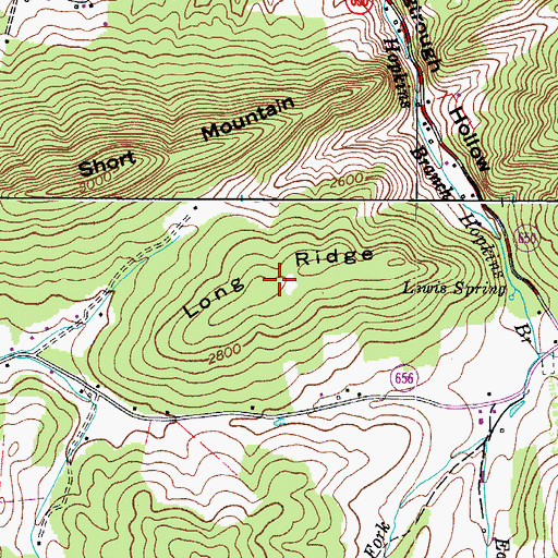 Topographic Map of Long Ridge, VA