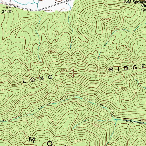 Topographic Map of Long Ridge, VA