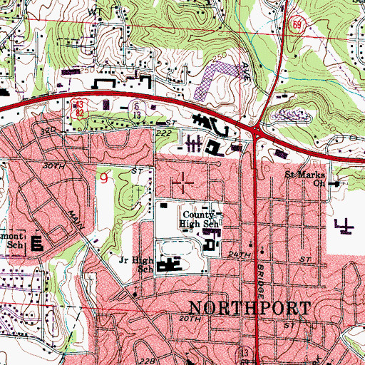 Topographic Map of Roselawn, AL
