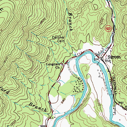 Topographic Map of Longdale Church, VA