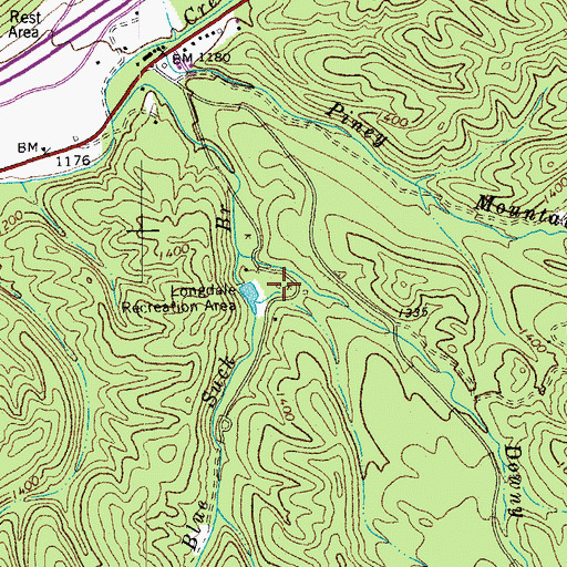 Topographic Map of Longdale Recreation Area, VA