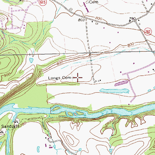 Topographic Map of Longs Cemetery, VA