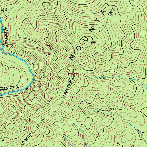 Topographic Map of Lookout Mountain Trail, VA