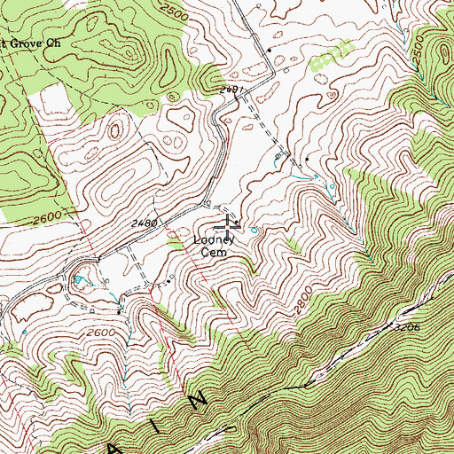 Topographic Map of Looney Cemetery, VA