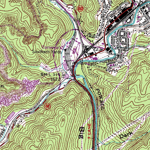 Topographic Map of Looney Creek, VA
